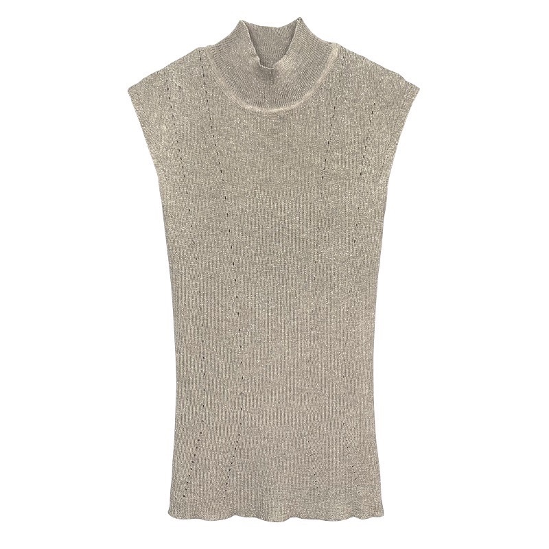 Elegant Korean Style Fitted Half-High Neck Knitted Vest - Versatile Women's Top for Effortless Chic Temperament Elegant Korean Style Fitted Half-High Neck Knitted Vest - Versatile Women's Top for Effortless Chic Temperament