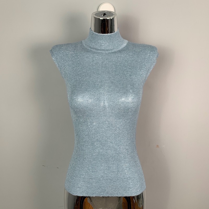 Elegant Korean Style Fitted Half-High Neck Knitted Vest - Versatile Women's Top for Effortless Chic Temperament Elegant Korean Style Fitted Half-High Neck Knitted Vest - Versatile Women's Top for Effortless Chic Temperament