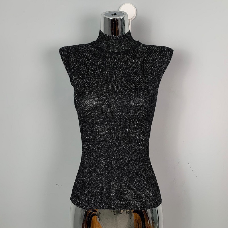 Elegant Korean Style Fitted Half-High Neck Knitted Vest - Versatile Women's Top for Effortless Chic Temperament