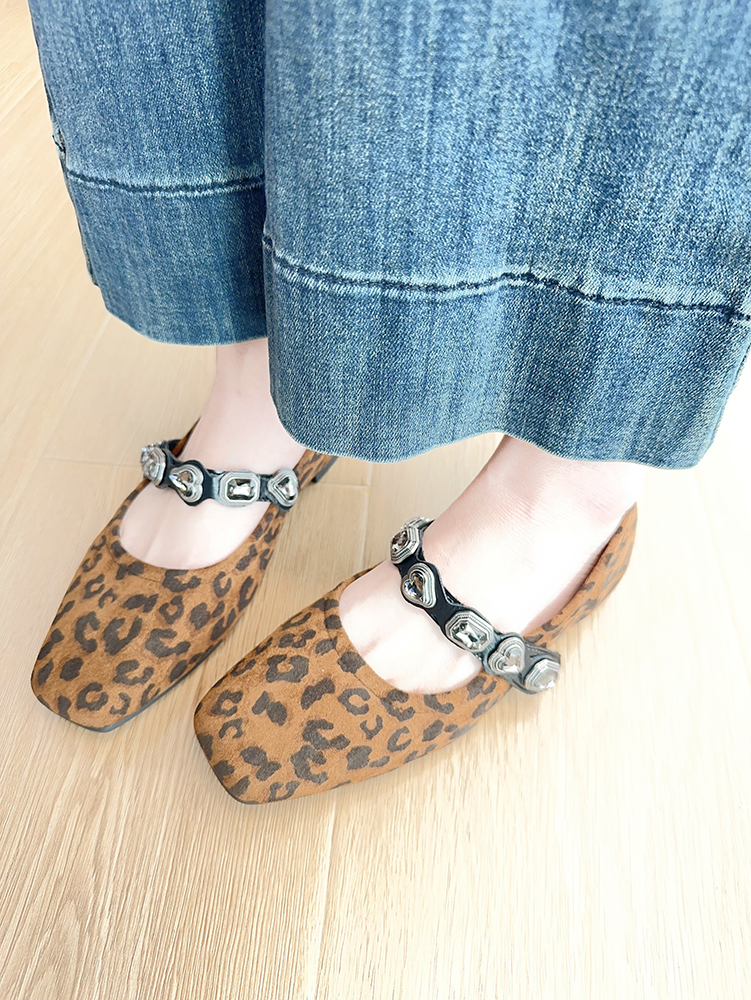 Elegant Leopard Print Mary Jane Shoes with Bow - Spring 2025 Women's Ballet Flats for Gentle Evening Breeze Style Elegant Leopard Print Mary Jane Shoes with Bow - Spring 2025 Women's Ballet Flats for Gentle Evening Breeze Style