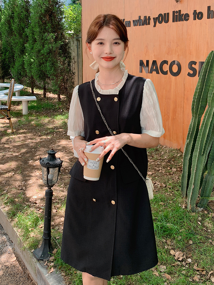 Elegant Loose-Fitting Faux Two-Piece Summer Dress for Women, Slimming Wind Dress, High-Quality Fashion for 2025