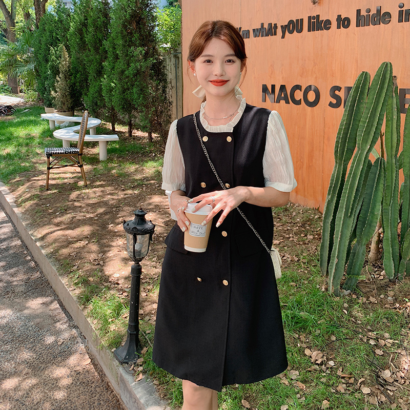 Elegant Loose-Fitting Faux Two-Piece Summer Dress for Women, Slimming Wind Dress, High-Quality Fashion for 2025