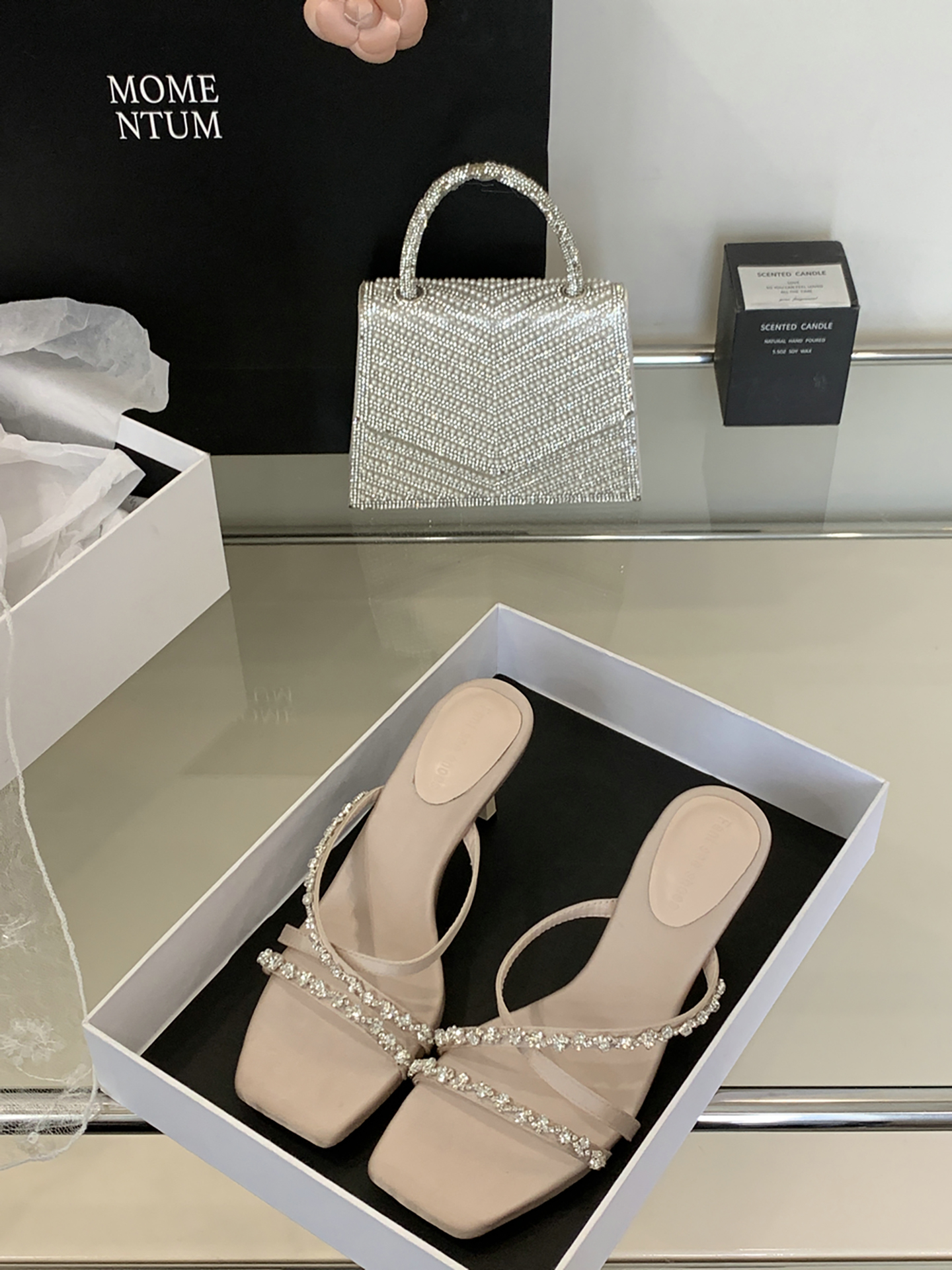 Elegant Nude High Heels Sandals for Summer 2025, Comfortable French Style with Rhinestone Accents, Chic and Sophisticated Women's Footwear