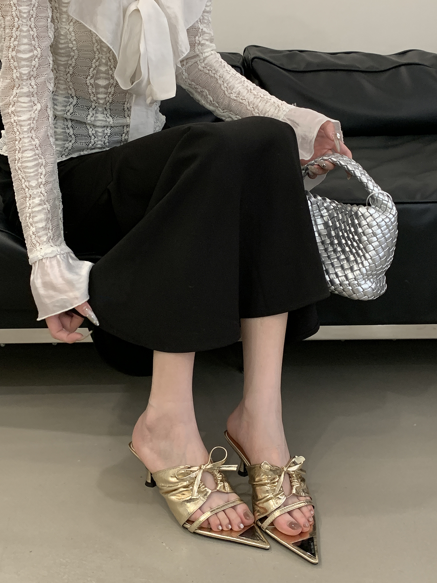 Elegant One-Strap High Heel Sandals with Bow Detail - Exquisite French Style for 2025