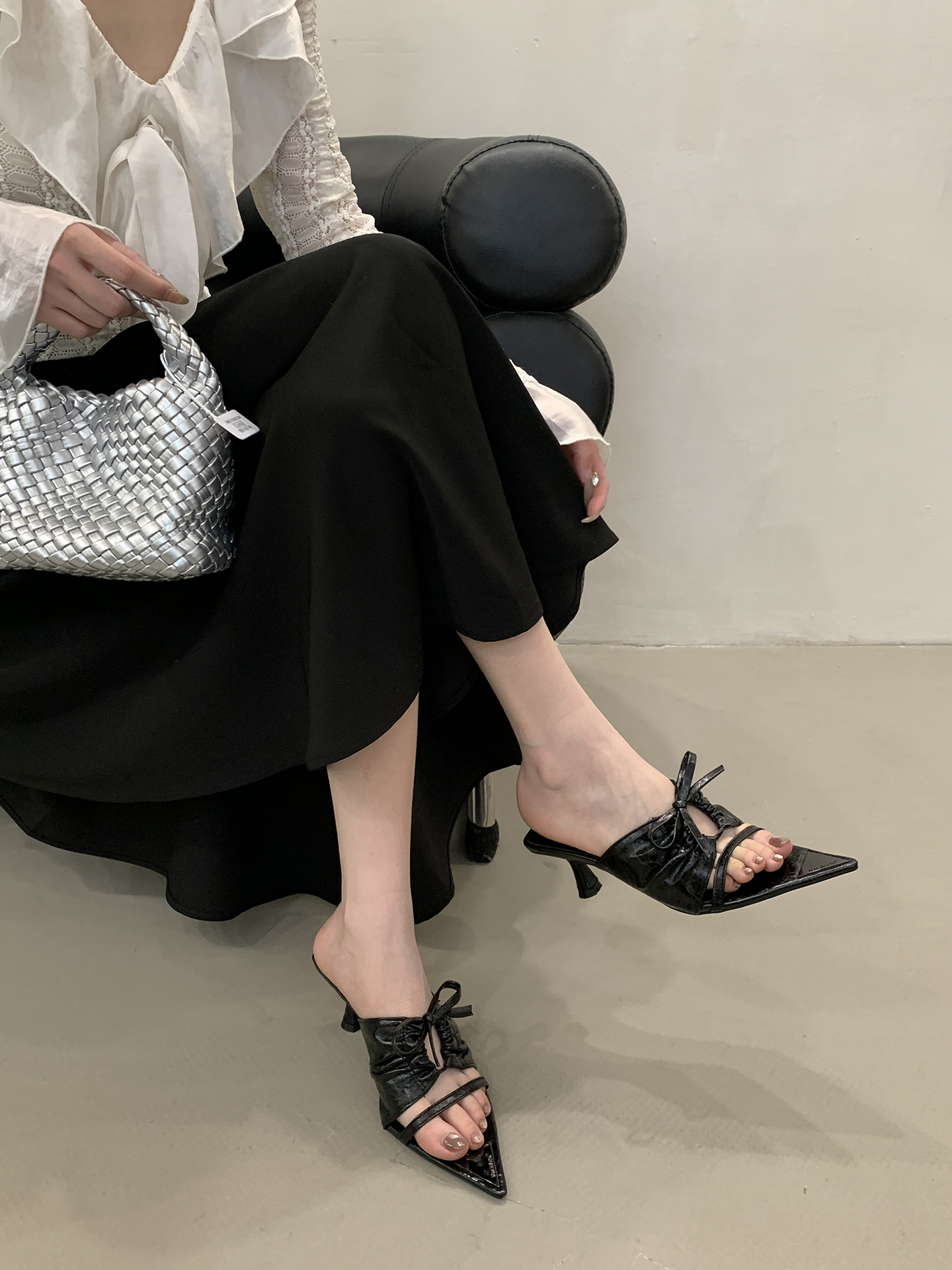 Elegant One-Strap High Heel Sandals with Bow Detail - Exquisite French Style for 2025