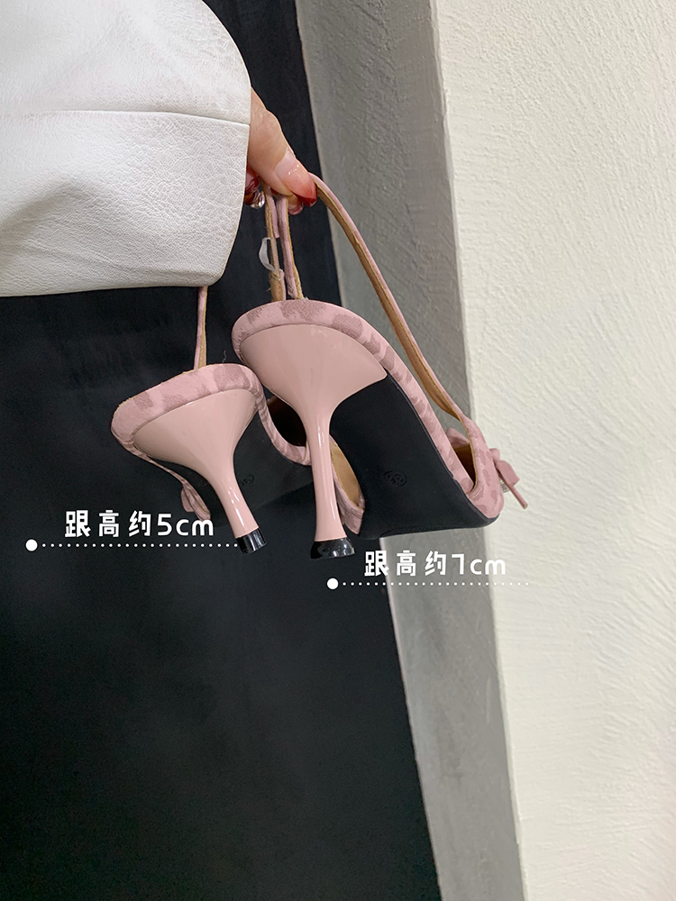 Elegant Pink Closed Toe High-Heeled Sandals - Fairy Style Pointed Flats for Spring/Summer 2025, Chic Socialite Footwear