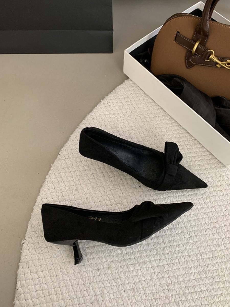Elegant Pointed Toe High Heels with Bow, French Style 2025 Spring, Perfect for Skirts and Dresses, Chic Women's Footwear Elegant Pointed Toe High Heels with Bow, French Style 2025 Spring, Perfect for Skirts and Dresses, Chic Women's Footwear