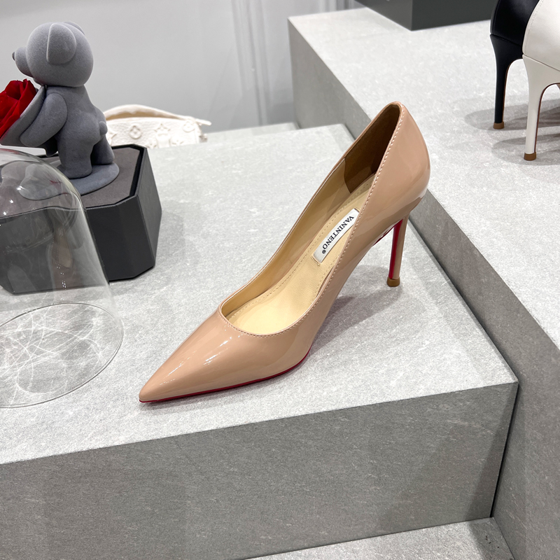 Elegant Pointed Toe Nude Patent Leather High Heels for Women - Comfortable Fairy Style Shoes for Spring and Autumn Banquets