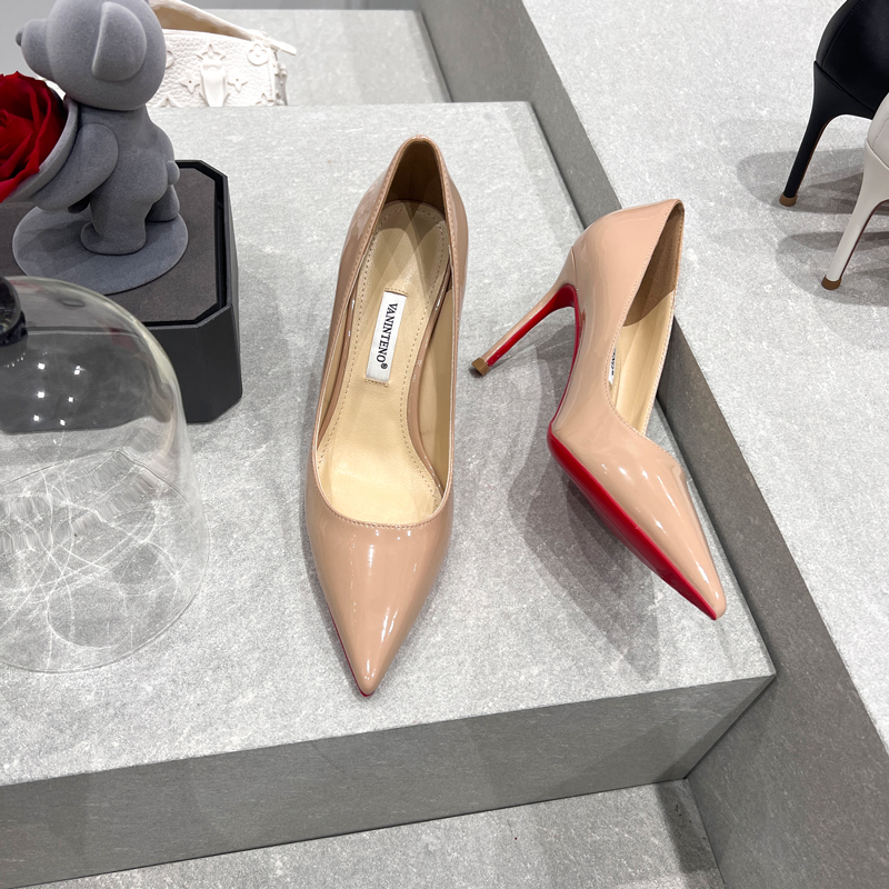 Elegant Pointed Toe Nude Patent Leather High Heels for Women - Comfortable Fairy Style Shoes for Spring and Autumn Banquets Elegant Pointed Toe Nude Patent Leather High Heels for Women - Comfortable Fairy Style Shoes for Spring and Autumn Banquets