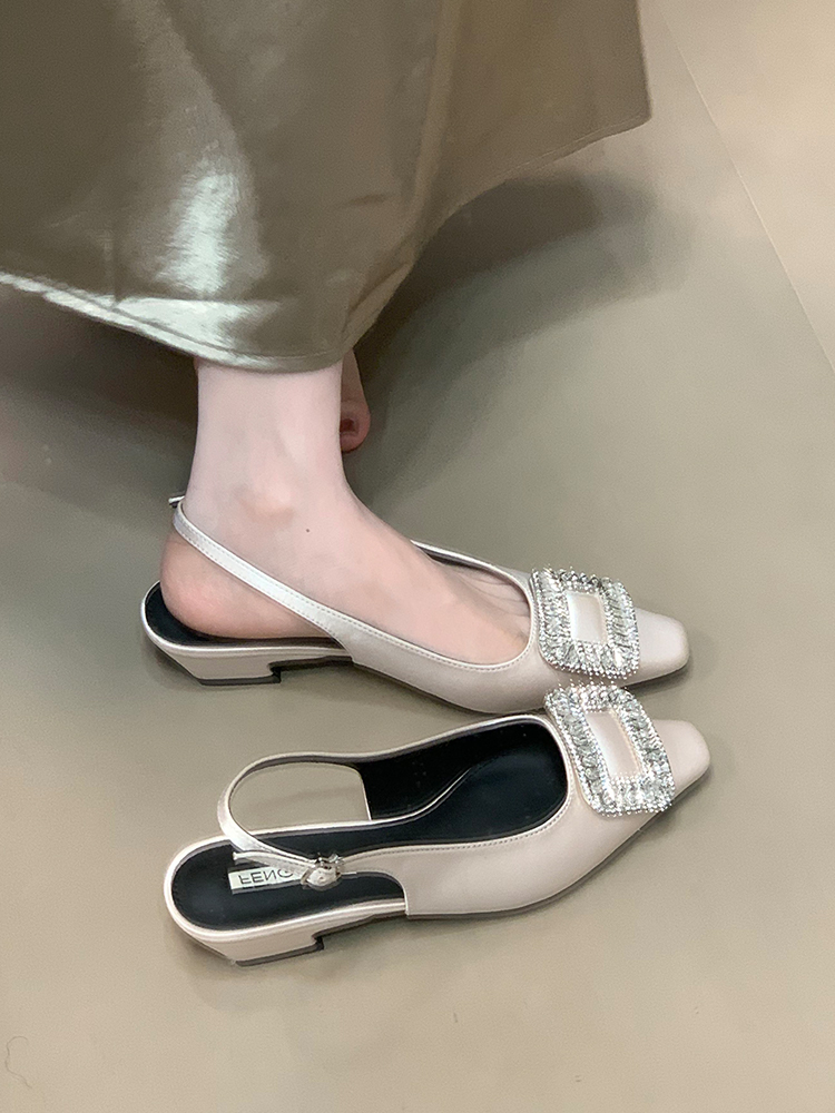 Elegant Rhinestone Open-Toe Sandals for Women - Versatile Backless Design, 2025 New Style, Chic Summer Footwear Elegant Rhinestone Open-Toe Sandals for Women - Versatile Backless Design, 2025 New Style, Chic Summer Footwear