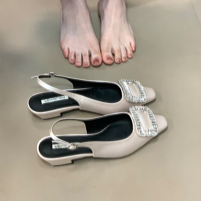 Elegant Rhinestone Open-Toe Sandals for Women - Versatile Backless Design, 2025 New Style, Chic Summer Footwear Elegant Rhinestone Open-Toe Sandals for Women - Versatile Backless Design, 2025 New Style, Chic Summer Footwear