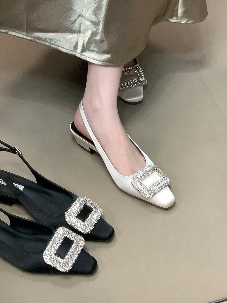 Elegant Rhinestone Open-Toe Sandals for Women - Versatile Backless Design, 2025 New Style, Chic Summer Footwear Elegant Rhinestone Open-Toe Sandals for Women - Versatile Backless Design, 2025 New Style, Chic Summer Footwear