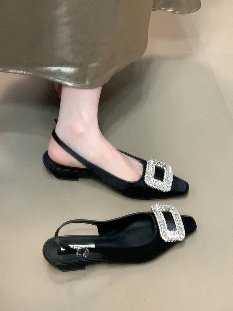 Elegant Rhinestone Open-Toe Sandals for Women - Versatile Backless Design, 2025 New Style, Chic Summer Footwear Elegant Rhinestone Open-Toe Sandals for Women - Versatile Backless Design, 2025 New Style, Chic Summer Footwear