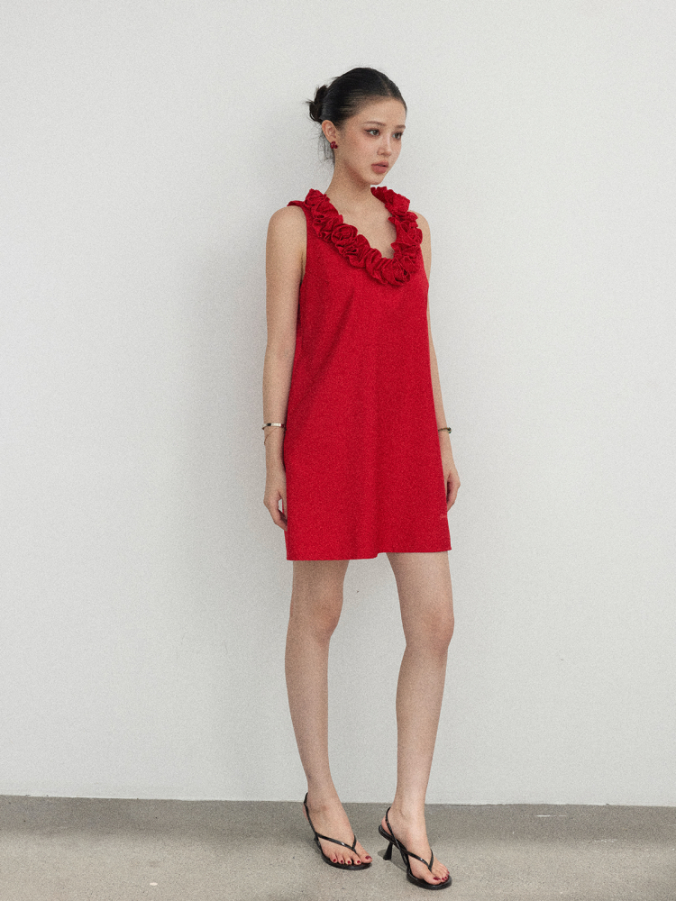 Elegant Slimming French Knot Rose Sleeveless Dress - Summer Short Skirt Tank Dress in Y2K Style Elegant Slimming French Knot Rose Sleeveless Dress - Summer Short Skirt Tank Dress in Y2K Style