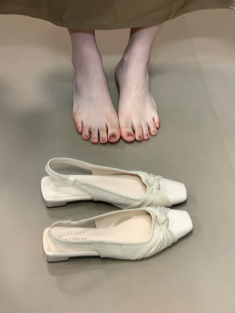 Elegant Suede Patchwork Open-Toe Sandals for Women - 2025 Square-Toe Design with Back Strap, Trendy Temperament Flats Elegant Suede Patchwork Open-Toe Sandals for Women - 2025 Square-Toe Design with Back Strap, Trendy Temperament Flats