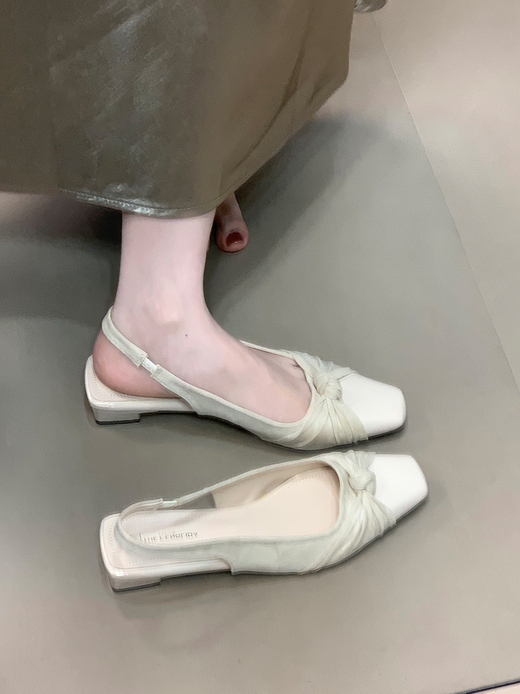 Elegant Suede Patchwork Open-Toe Sandals for Women - 2025 Square-Toe Design with Back Strap, Trendy Temperament Flats Elegant Suede Patchwork Open-Toe Sandals for Women - 2025 Square-Toe Design with Back Strap, Trendy Temperament Flats