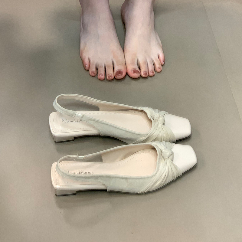 Elegant Suede Patchwork Open-Toe Sandals for Women - 2025 Square-Toe Design with Back Strap, Trendy Temperament Flats Elegant Suede Patchwork Open-Toe Sandals for Women - 2025 Square-Toe Design with Back Strap, Trendy Temperament Flats