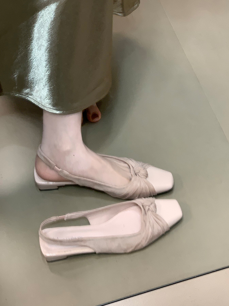 Elegant Suede Patchwork Open-Toe Sandals for Women - 2025 Square-Toe Design with Back Strap, Trendy Temperament Flats Elegant Suede Patchwork Open-Toe Sandals for Women - 2025 Square-Toe Design with Back Strap, Trendy Temperament Flats