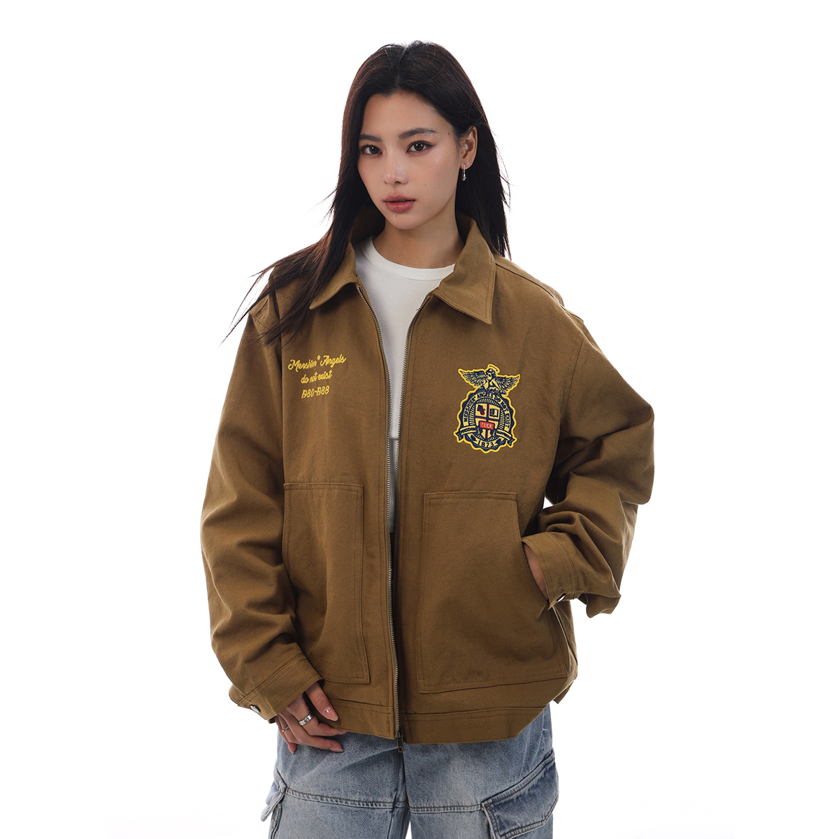 Embroidered American Vintage Barn Style Jacket for Men and Women - Trendy Loose Fit Streetwear Fashion Top Embroidered American Vintage Barn Style Jacket for Men and Women - Trendy Loose Fit Streetwear Fashion Top