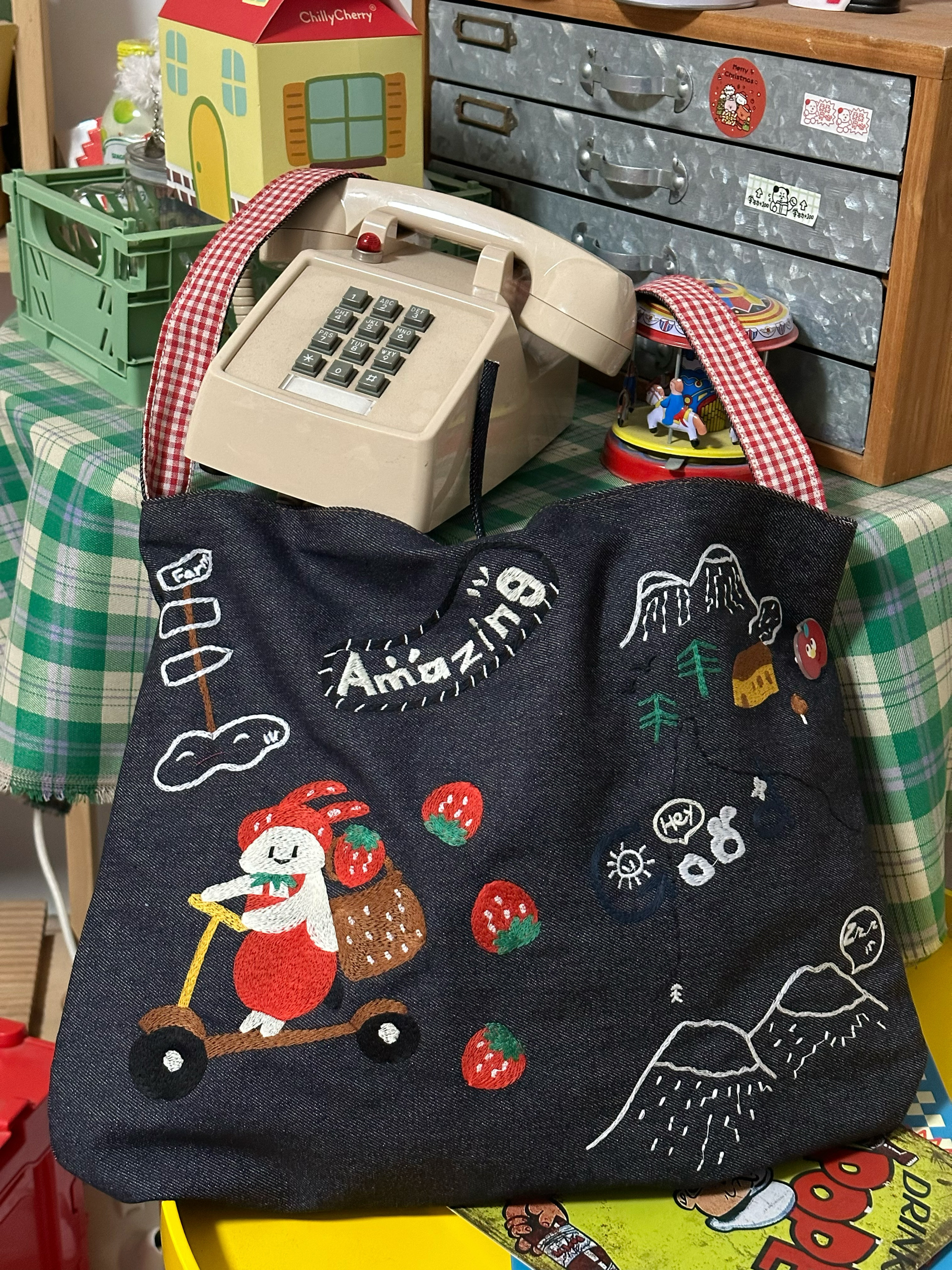 Embroidered Denim Crossbody Bag - Cute Large-Capacity Commuter Shoulder Bag for Students - Trendy Casual Style Embroidered Denim Crossbody Bag - Cute Large-Capacity Commuter Shoulder Bag for Students - Trendy Casual Style