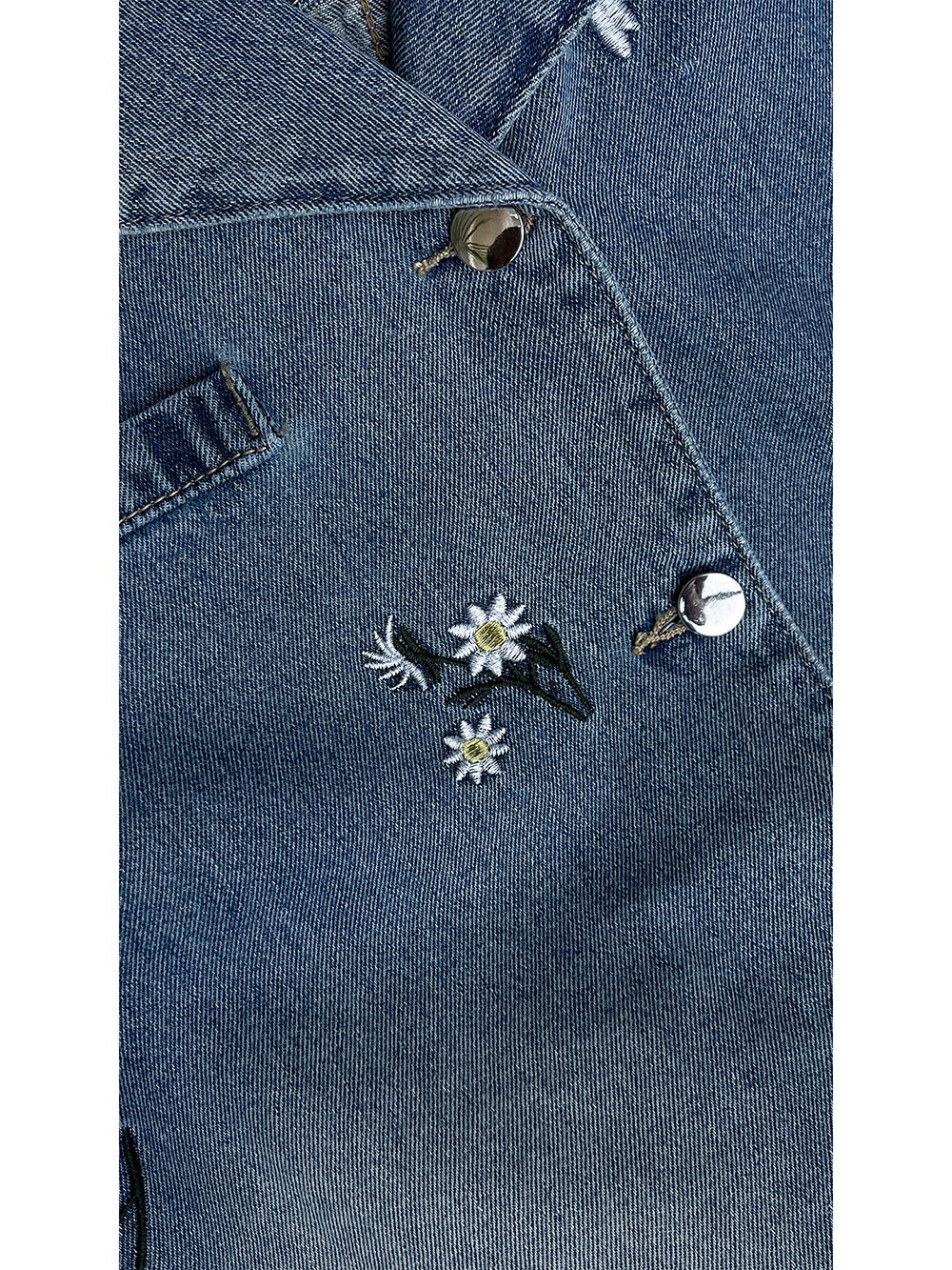 Embroidered Floral Design Short Sleeve Denim Shirt Set with Retro Casual Denim Pants for Men - Summer Fashion 90s Style