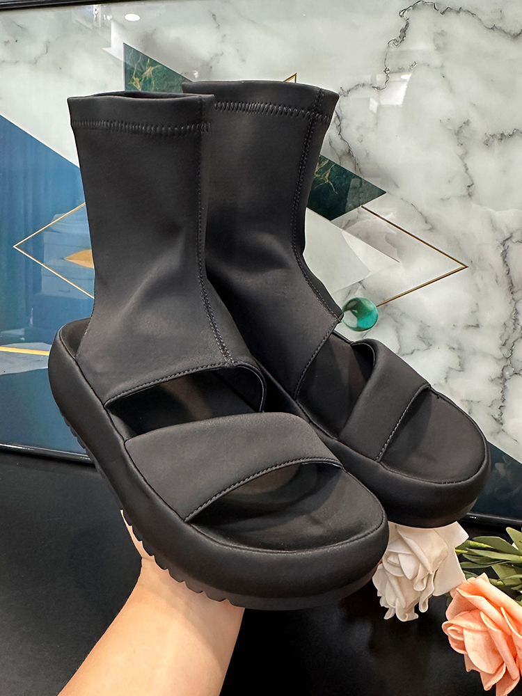 European-style Women's High-Top Open-Toe Backless Sandals - Elastic Summer Fashion Cool Martin Boots for Outdoor Wear