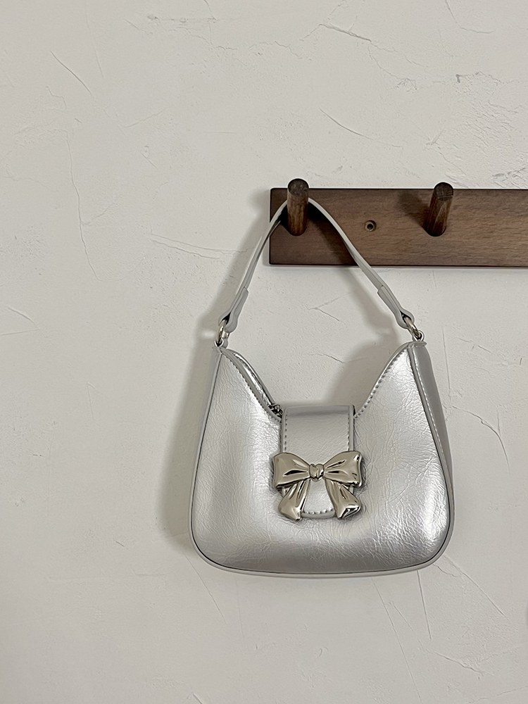 Exquisite Silver Bow Chain Handheld Crossbody Bag for Women - 2025 Niche Design Small Purse Exquisite Silver Bow Chain Handheld Crossbody Bag for Women - 2025 Niche Design Small Purse