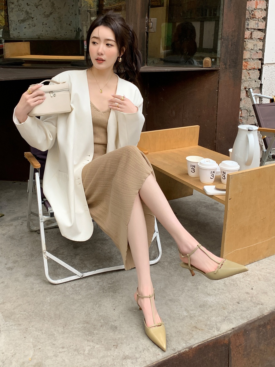 Exquisite T-Strap Open-Toe High-Heeled Sandals for Women â€“ Fairy Style Summer Footwear with Pointed Toe Design