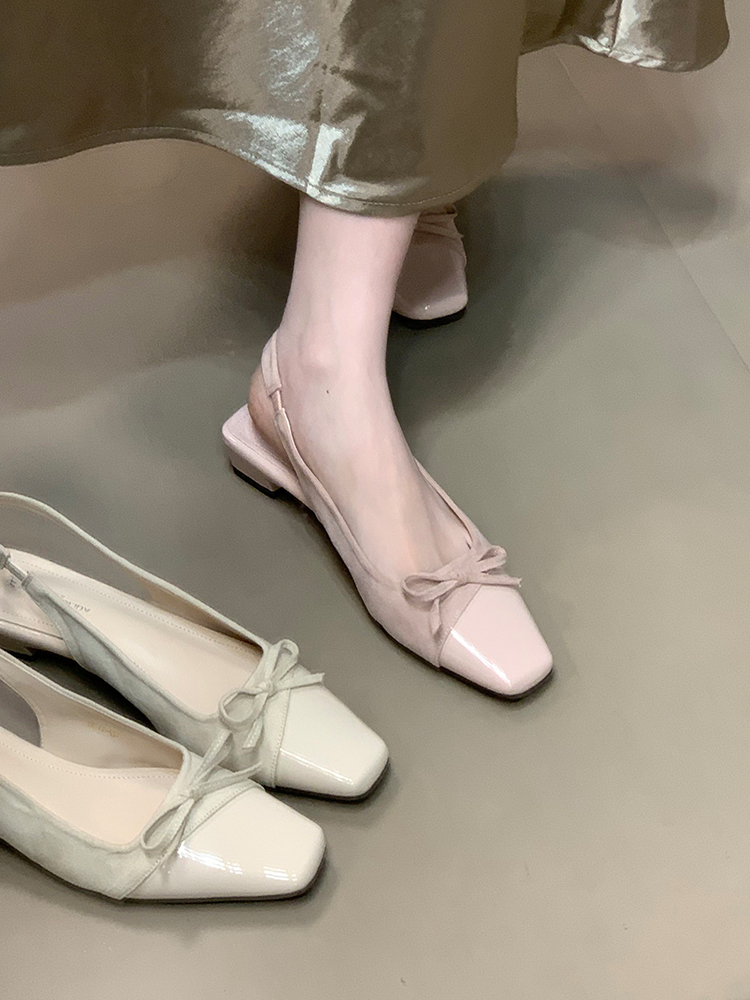 Fairy Style Ocean One Niche Matching Skirt Bag Head Sandals - Women's Backless Flats with Bow Splicing for Gentle Fashion