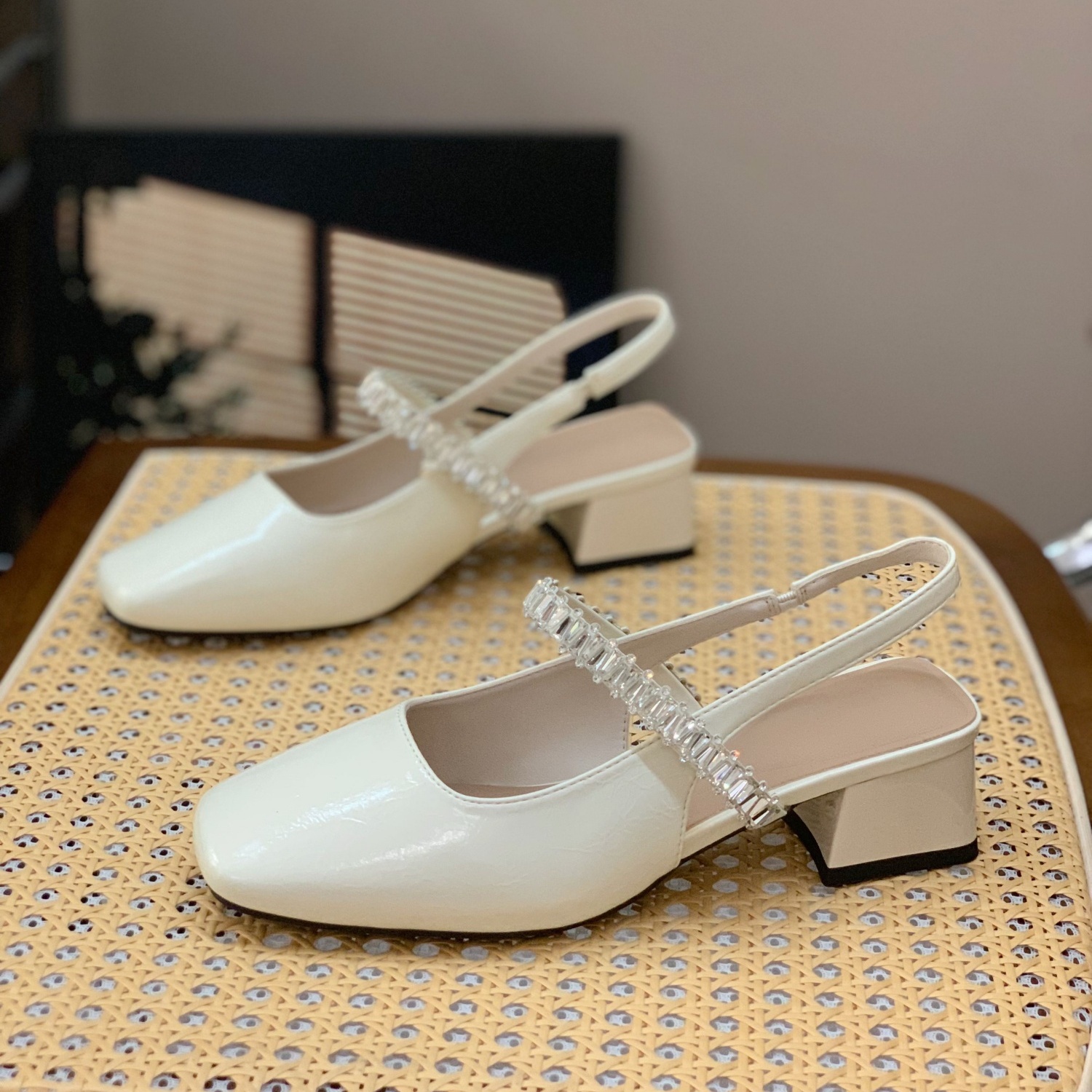 Fairy-Style Rhinestone Sandals for Women - 2025 Summer French Thick-Heeled Mary Janes, Versatile Y2K Fashion