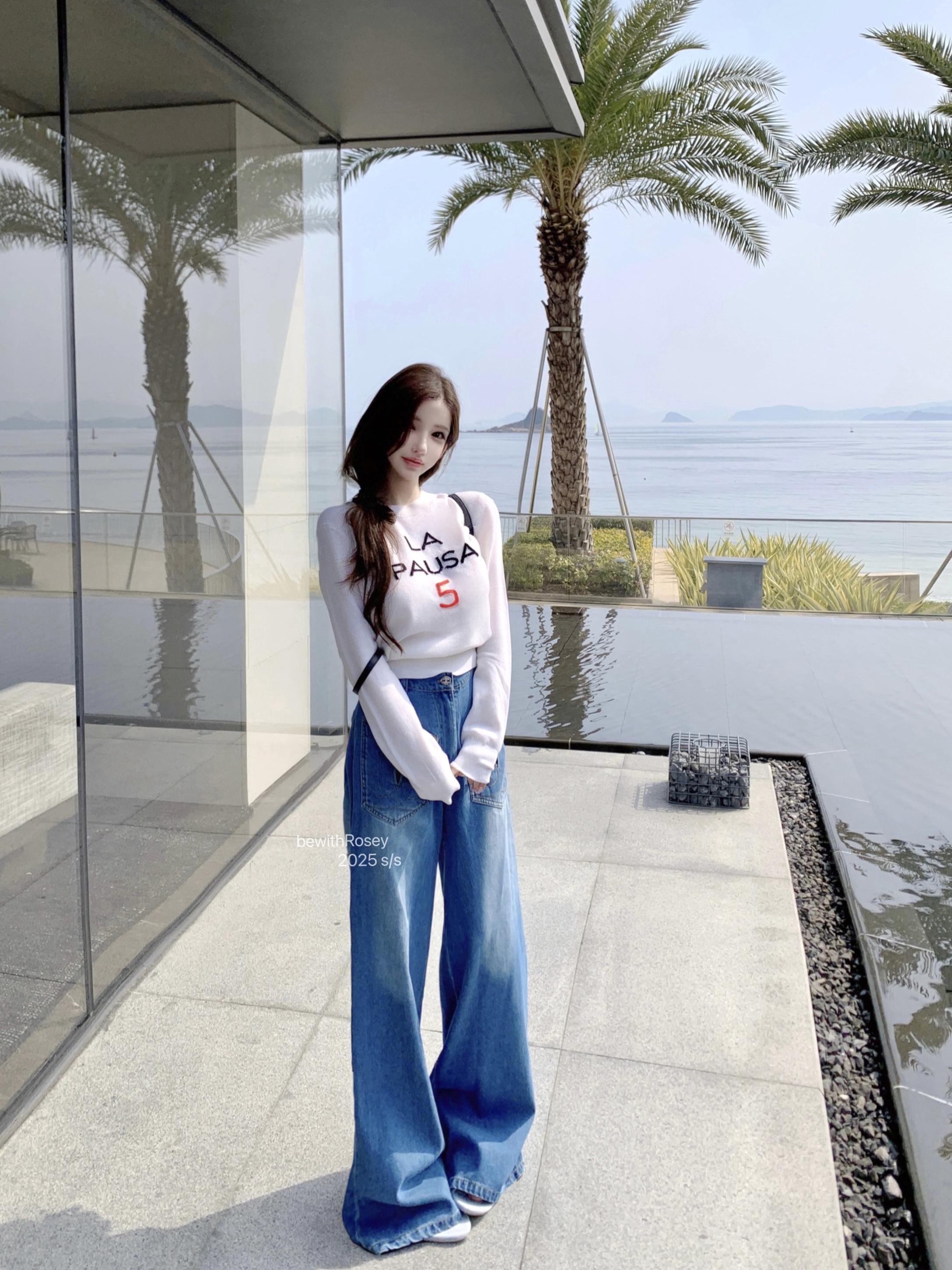 Fine Knit Wool Top - Little Fragrance Japan Island Design, Lightweight, Thin, Perfect for Layering, Trendy Korean Style Fine Knit Wool Top - Little Fragrance Japan Island Design, Lightweight, Thin, Perfect for Layering, Trendy Korean Style