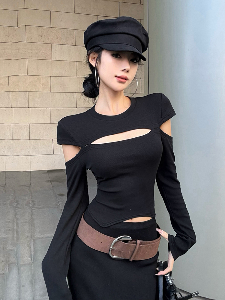 Fitted Cropped Top for Women - K-Pop Inspired Jazz Dance Shirt with Niche Design for Music Festival Outfits