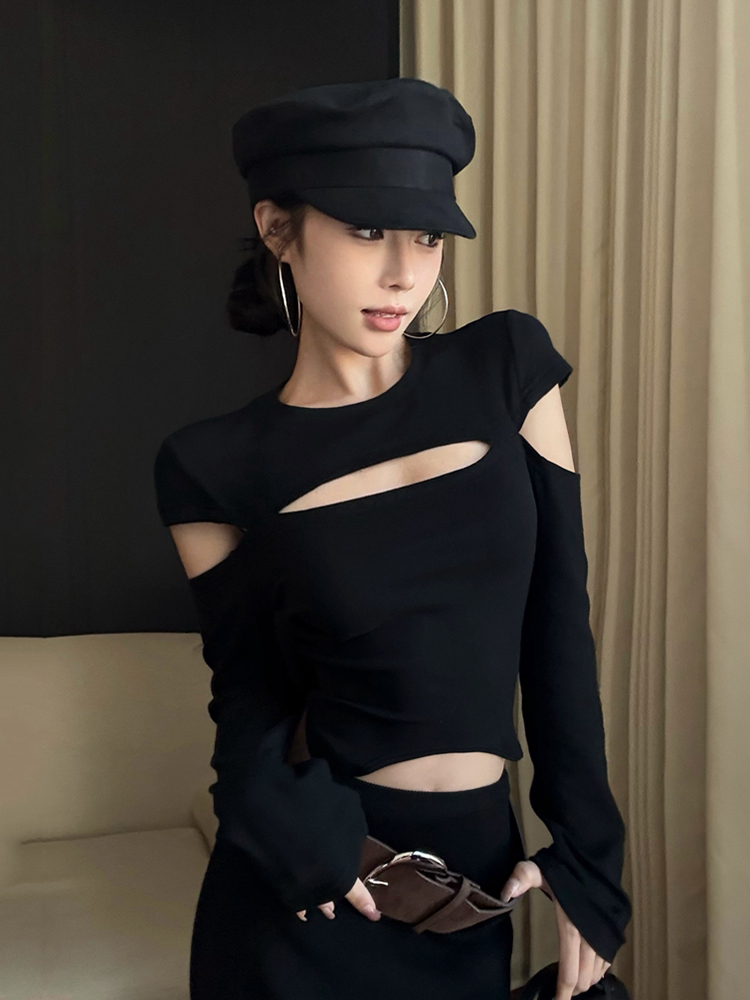 Fitted Cropped Top for Women - K-Pop Inspired Jazz Dance Shirt with Niche Design for Music Festival Outfits Fitted Cropped Top for Women - K-Pop Inspired Jazz Dance Shirt with Niche Design for Music Festival Outfits