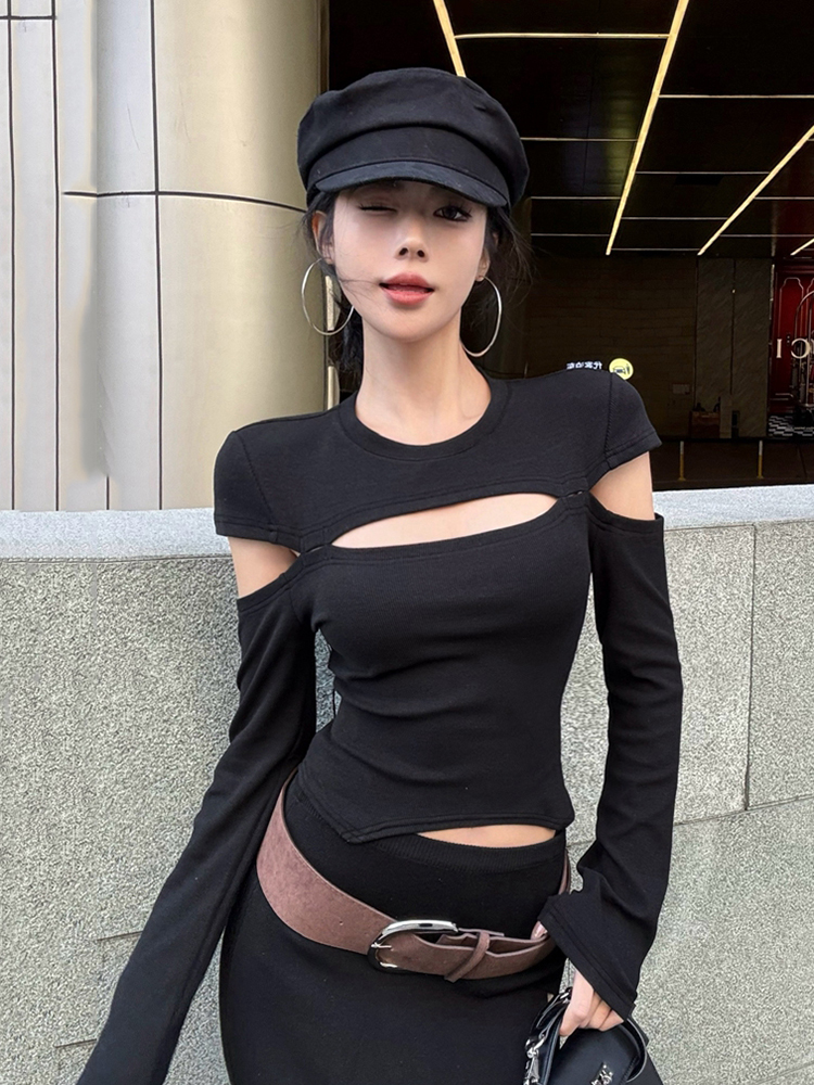 Fitted Cropped Top for Women - K-Pop Inspired Jazz Dance Shirt with Niche Design for Music Festival Outfits Fitted Cropped Top for Women - K-Pop Inspired Jazz Dance Shirt with Niche Design for Music Festival Outfits