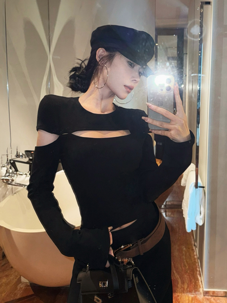 Fitted Cropped Top for Women - K-Pop Inspired Jazz Dance Shirt with Niche Design for Music Festival Outfits Fitted Cropped Top for Women - K-Pop Inspired Jazz Dance Shirt with Niche Design for Music Festival Outfits