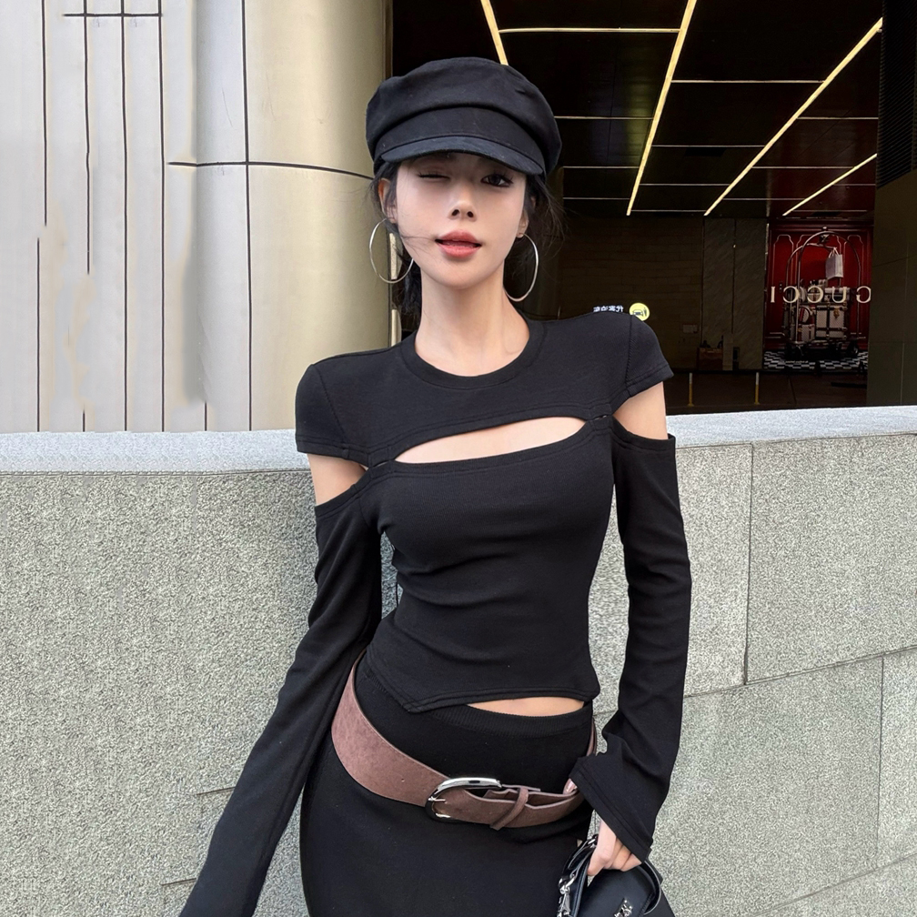 Fitted Cropped Top for Women - K-Pop Inspired Jazz Dance Shirt with Niche Design for Music Festival Outfits