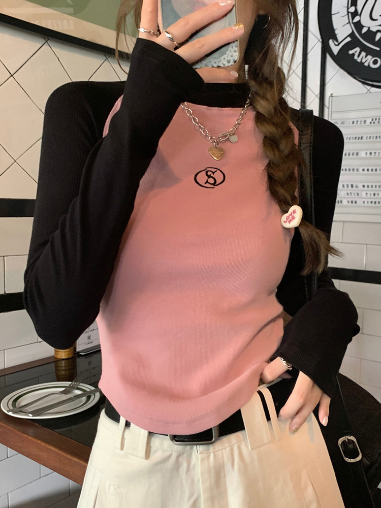 Fitted Long Sleeve T-Shirt for Women, Y2K Jazz Dance Top, K-Pop Music Festival Outfit, Spring Autumn Stylish Top