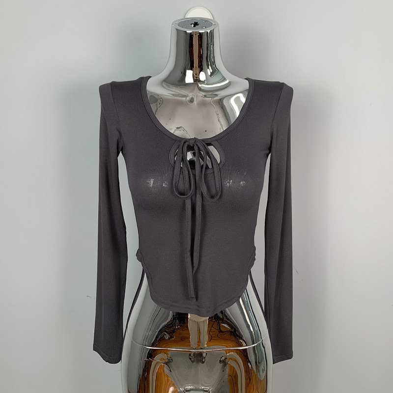 Fitted Long-Sleeve T-Shirt Top for Women - Korean Dongdaemun Style, Sexy Collarbone Cutout, Trendy and Fashionable Fitted Long-Sleeve T-Shirt Top for Women - Korean Dongdaemun Style, Sexy Collarbone Cutout, Trendy and Fashionable