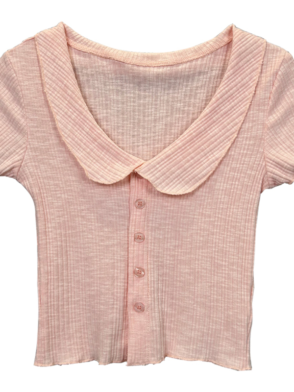 Fitted Short Pink T-Shirt for Women, Slim Fit, Short Sleeves, Summer Cardigan Top, Sweet and Sexy Style Fitted Short Pink T-Shirt for Women, Slim Fit, Short Sleeves, Summer Cardigan Top, Sweet and Sexy Style