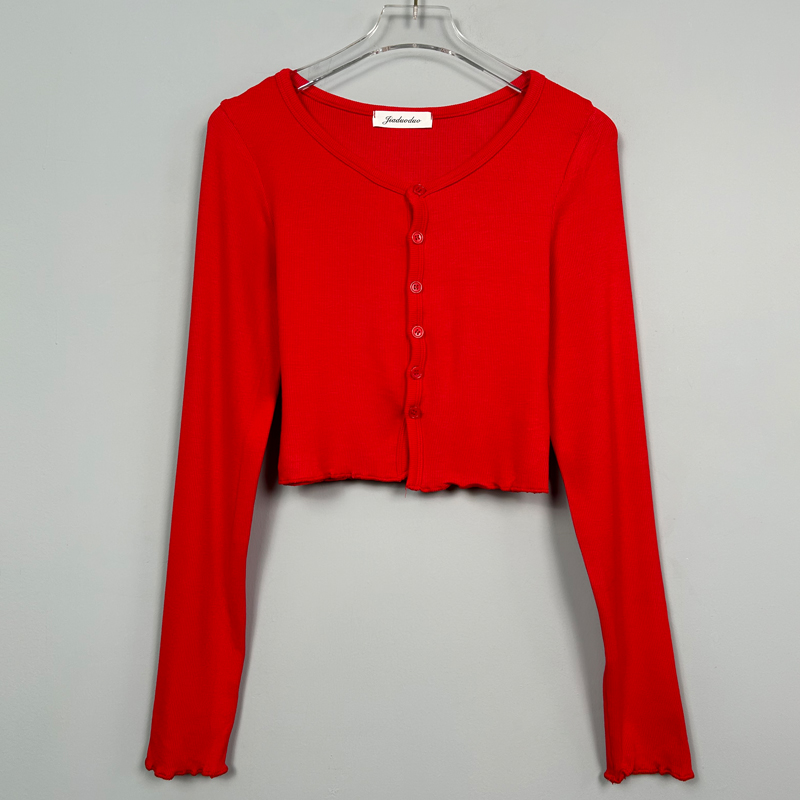 Fitted White Long Sleeve Knit T-Shirt Cardigan for Women - Sexy Korean Style Thin Sweater Fitted White Long Sleeve Knit T-Shirt Cardigan for Women - Sexy Korean Style Thin Sweater