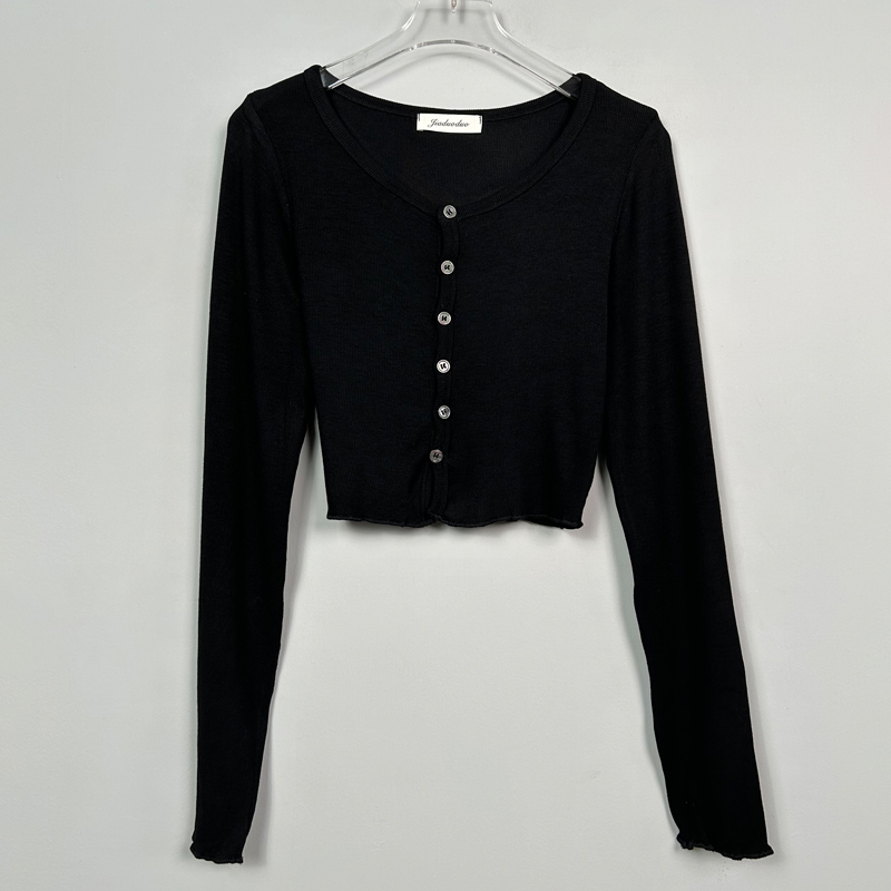 Fitted White Long Sleeve Knit T-Shirt Cardigan for Women - Sexy Korean Style Thin Sweater Fitted White Long Sleeve Knit T-Shirt Cardigan for Women - Sexy Korean Style Thin Sweater