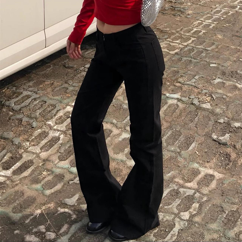 Flared Low-Waist Slim-Fit Jeans for Women - European Style Zipper Spliced Versatile Fashionable Long Pants for Autumn Flared Low-Waist Slim-Fit Jeans for Women - European Style Zipper Spliced Versatile Fashionable Long Pants for Autumn