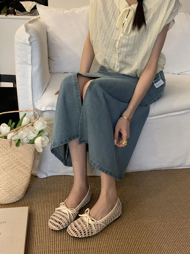 Flat French Mesh Silver Ballet Shoes for Women - Hollow Breathable Evening Footwear for Spring/Summer 2025 Flat French Mesh Silver Ballet Shoes for Women - Hollow Breathable Evening Footwear for Spring/Summer 2025