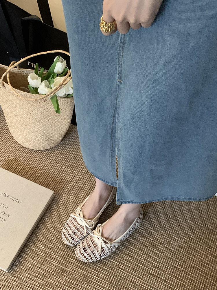 Flat French Mesh Silver Ballet Shoes for Women - Hollow Breathable Evening Footwear for Spring/Summer 2025 Flat French Mesh Silver Ballet Shoes for Women - Hollow Breathable Evening Footwear for Spring/Summer 2025