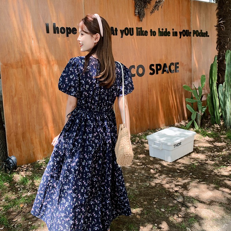 Floral Bubble Sleeve Dress for Women - Summer 2025 High-End Slimming Design, Unique 90s Inspired Tea Break Style Floral Bubble Sleeve Dress for Women - Summer 2025 High-End Slimming Design, Unique 90s Inspired Tea Break Style