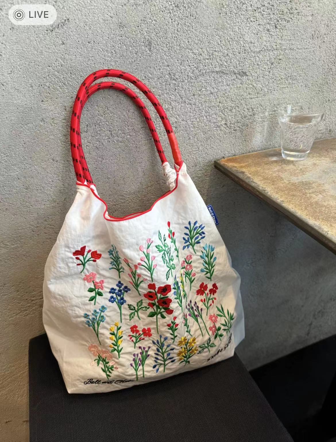 Floral Embroidered Canvas Tote Bag - Large Capacity Eco-Friendly Commuter Shoulder Crossbody Handbag for Students Floral Embroidered Canvas Tote Bag - Large Capacity Eco-Friendly Commuter Shoulder Crossbody Handbag for Students