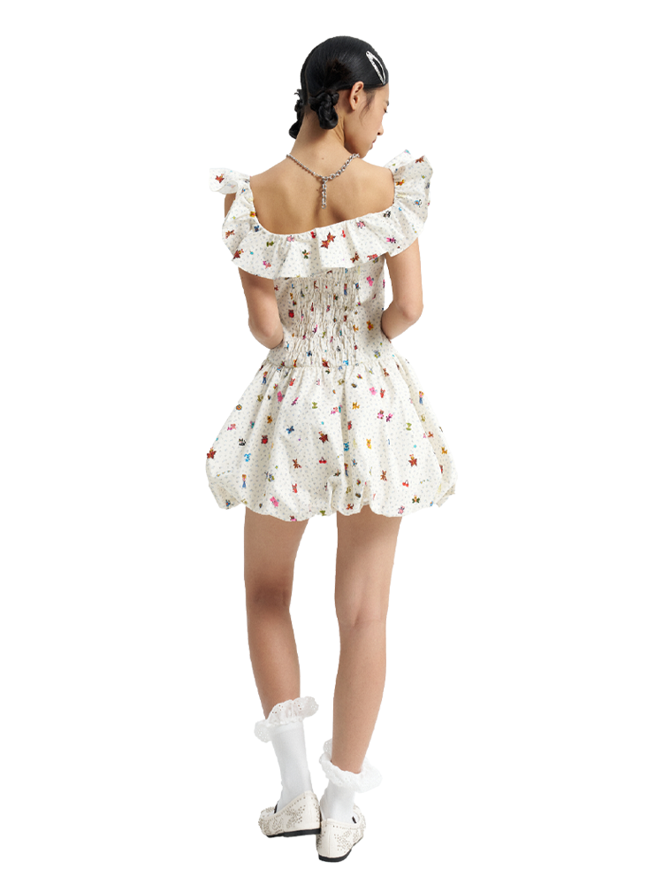 Floral Off-Shoulder Puff Dress - 90s Inspired Summer Style, Perfect for Casual Outings and Parties Floral Off-Shoulder Puff Dress - 90s Inspired Summer Style, Perfect for Casual Outings and Parties