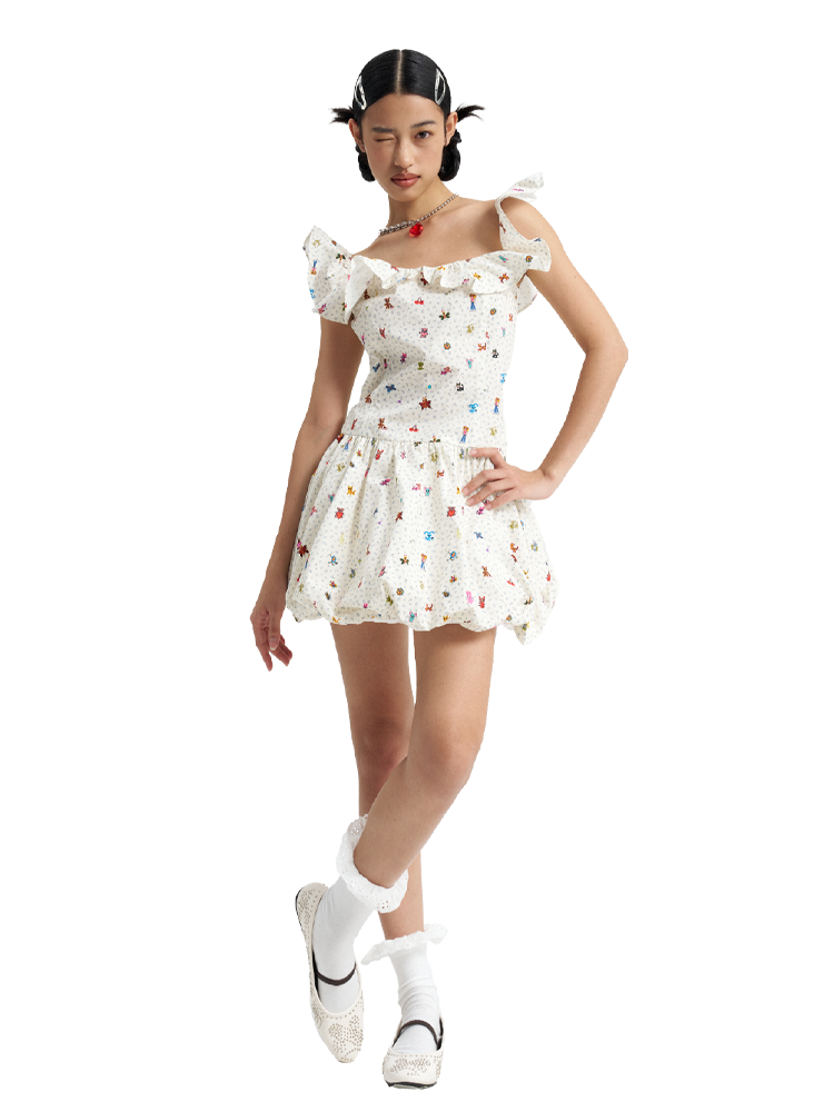 Floral Off-Shoulder Puff Dress - 90s Inspired Summer Style, Perfect for Casual Outings and Parties Floral Off-Shoulder Puff Dress - 90s Inspired Summer Style, Perfect for Casual Outings and Parties