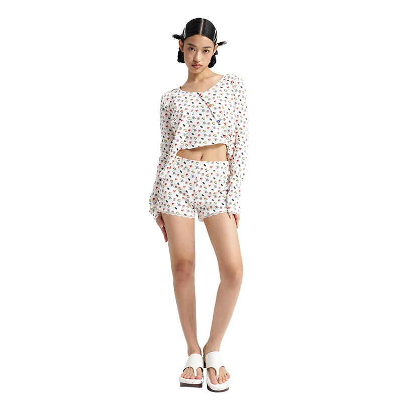 Floral Print Three-Piece Loungewear Set for Women - Trendy Comfortable Outfit - Y2K Style