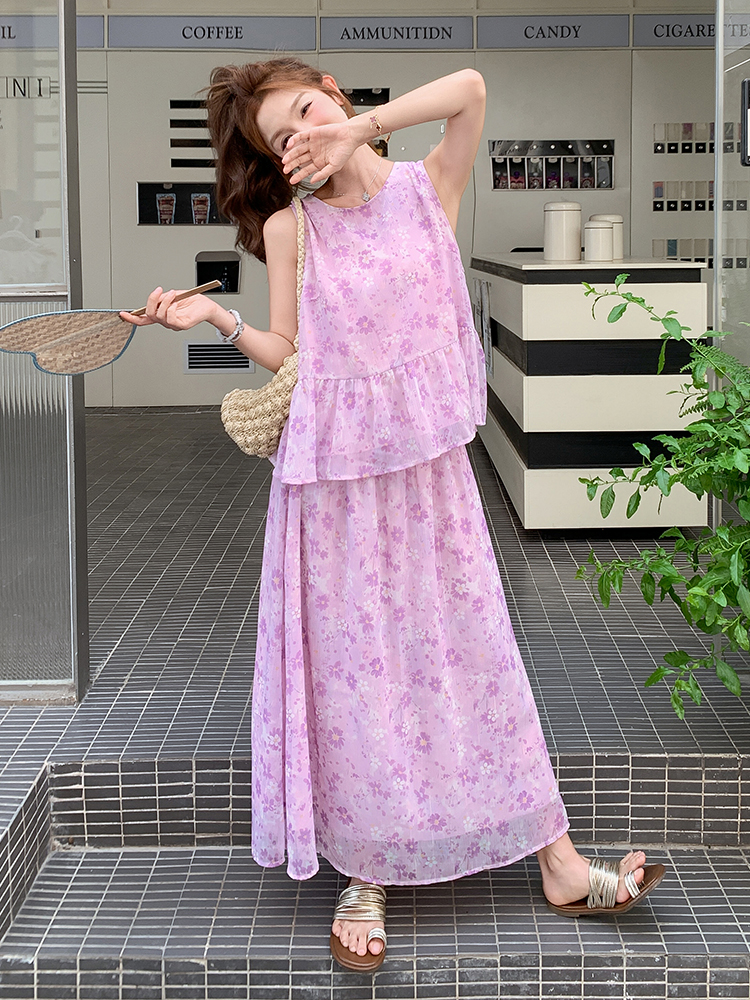 Floral Sleeveless Vest and Skirt Set for Women - Trendy Summer Two-Piece Outfit for Vacation, Y2K Style
